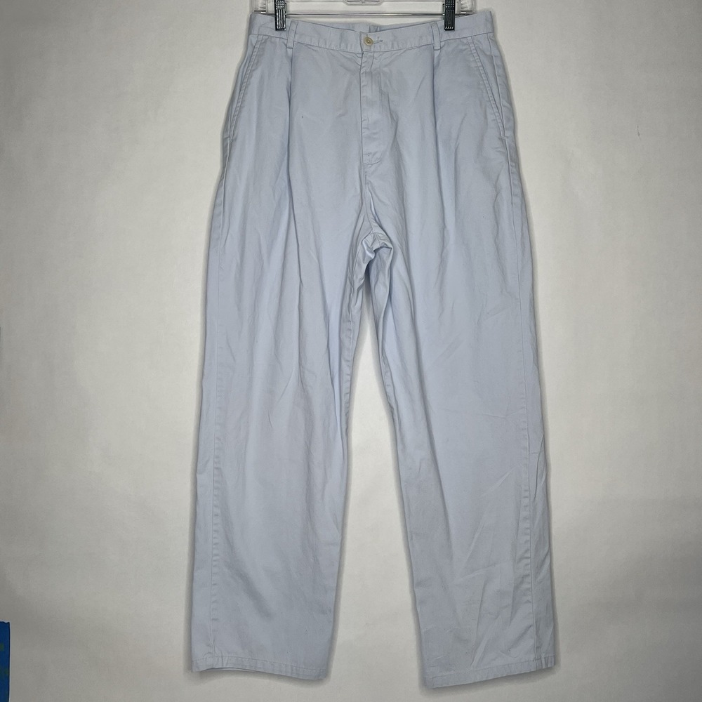 Vtg Lands End Pleated Dress Pants Light Blue 12 Workwear Travel